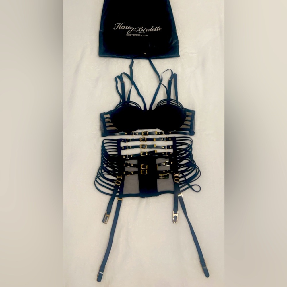 Honey Birdette garter and bra set